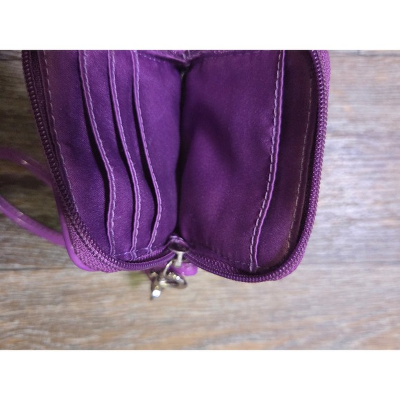 Coach Poppy Op Art Purple Satin Signature C Wristlet Phone Case Wallet - Picture 3 of 3